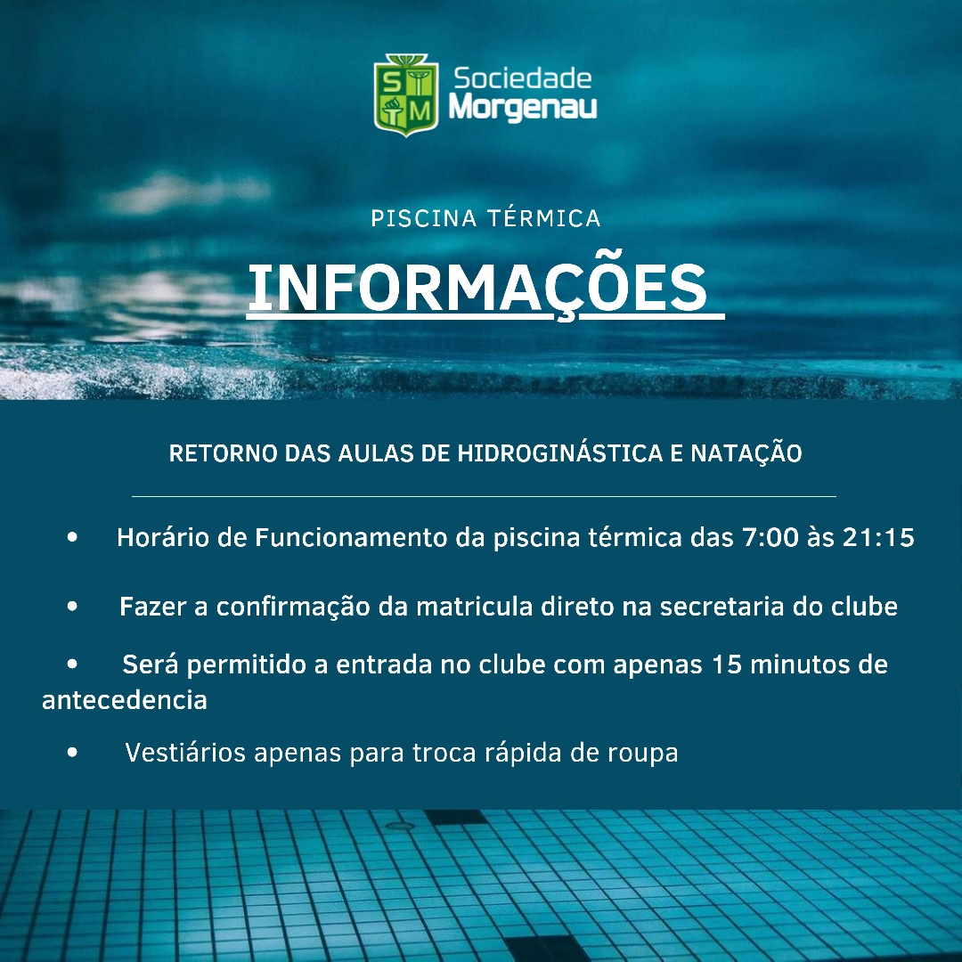 Retorno das aulas de natação e hidroginástica