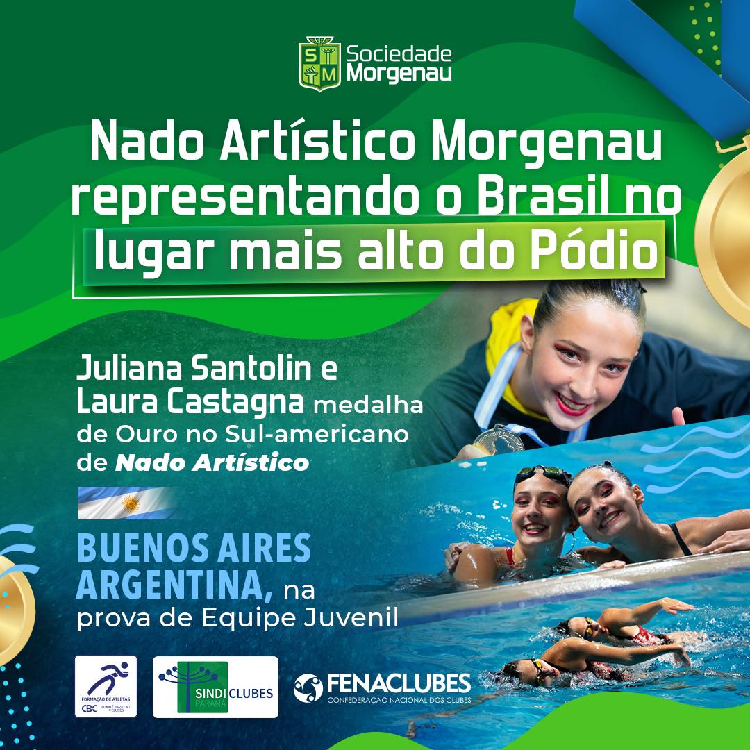 Nado artístico Morgenau representando o Brasil no lugar mais alto do pódio